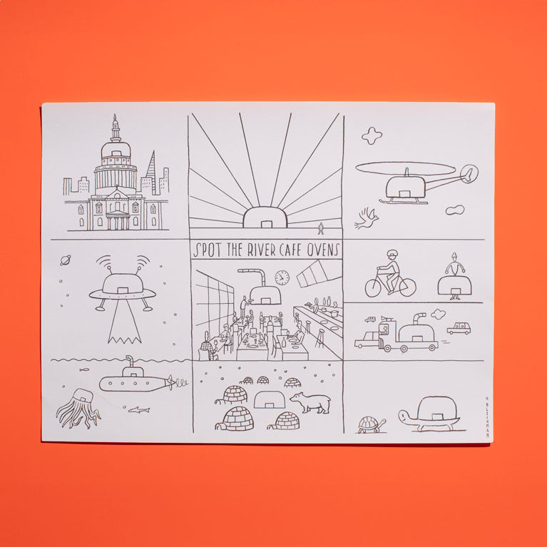 Nicholas Blechman x The River Cafe placemats for colouring in