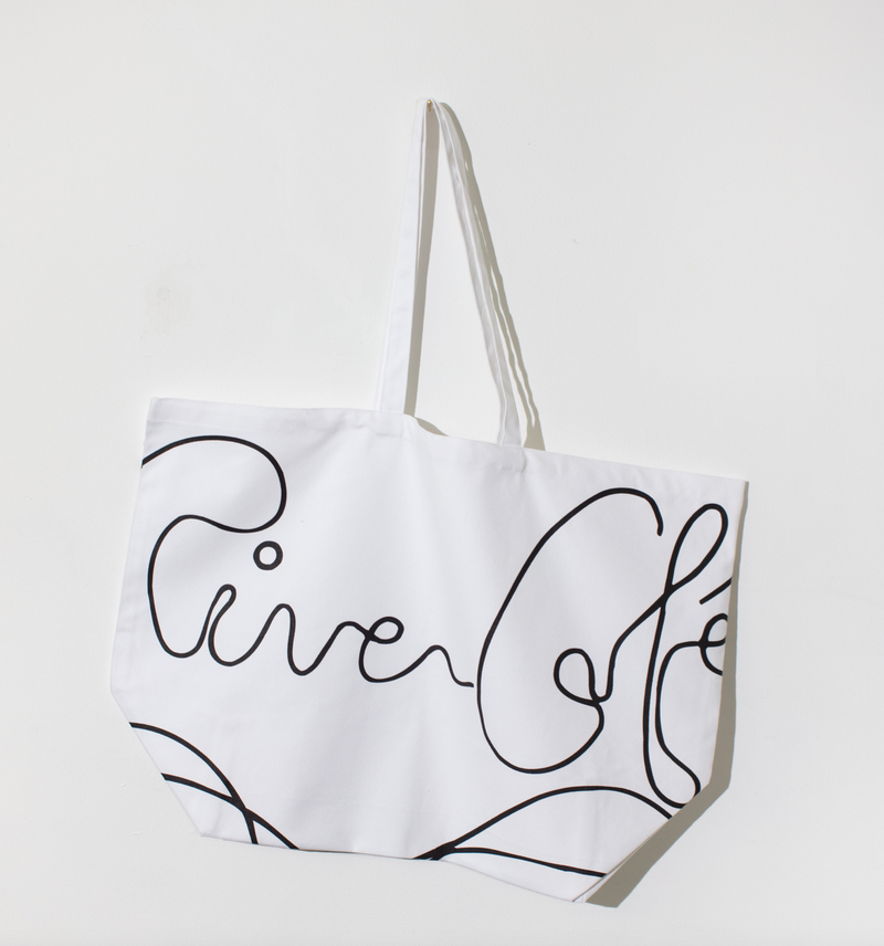 The River Cafe XL Tote Bag - White/Black